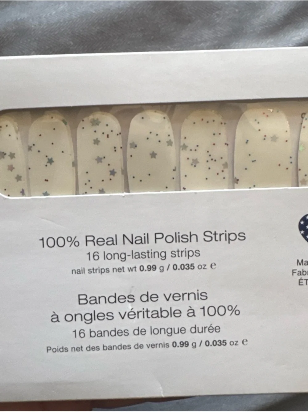 Color Street Nail Polish Strips - Red, Blue, Cream with Silver Stars - Picture 5 of 5